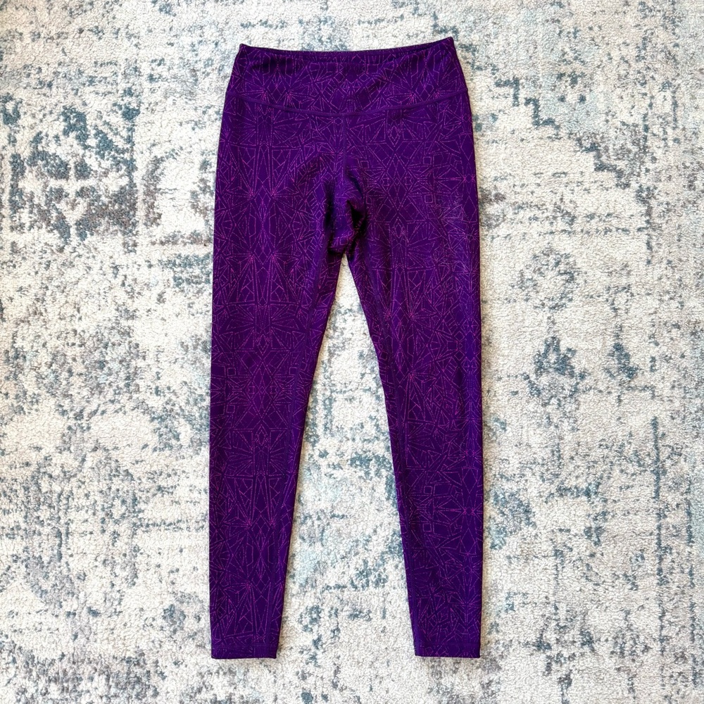 Zella Purple Geometric Leggings, Size Small